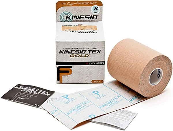 Kinesio Taping - Elastic Therapeutic Athletic Tape Tex Gold FP - Beige, 3in. x 5m Roll