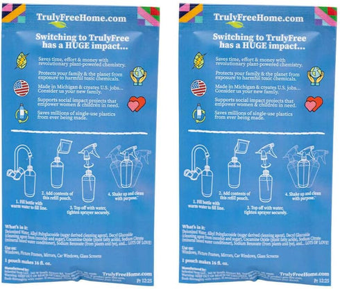 Natural Glass Cleaner Spray for Home, Office & Garage, Removes Dirt & Debris, Includes 1 Refillable Bottle & 2 Refills
