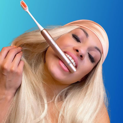 Pop Sonic Go Plus Travel Electric Toothbrush (Rose Gold) | 2 Speeds with 18000-24000 Vibrations Per Minute, Ultimate Set