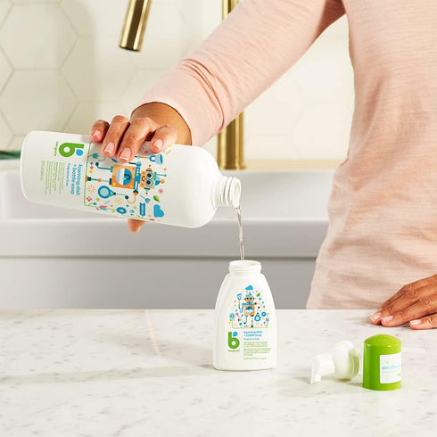 Babyganics Foaming Dish & Bottle Soap Refill, 32 Fl Oz Fragrance Free, Plant-Derived Cleaning Power (Pack of 2)
