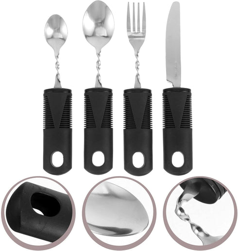 iplusmile 4PCS Adaptive Utensils | Built up Bendable Fork Spoon Cutter for Adults Elderly Disabled Hand Tremors