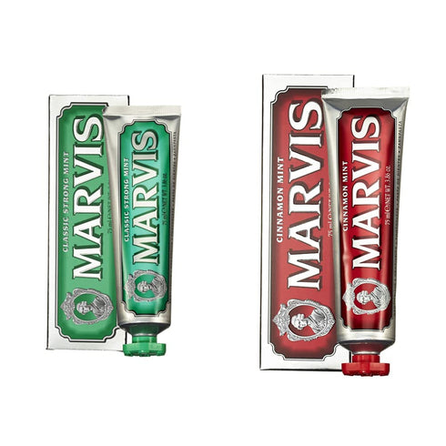 Marvis Classic Strong Mint and Cinnamon Mint Toothpaste Set, 3.8 oz