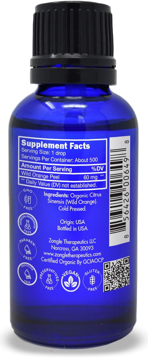 Zongle USDA Organic Orange Essential Oil, 1 OZ for Wood, Skin, Cleaning, Baking, Soap Making, Diffuser