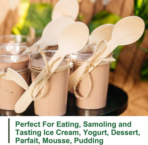 LotFancy Disposable Wooden Spoons, 250Pcs 6.25 inch Biodegradable Eco-friendly Birchwood Cutlery