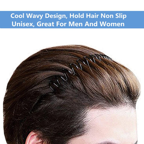 Metal Hair Band, Black Unisex Fashion Headband, Sports Hairband with Non-Slip Wavy Teeth