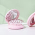 Mini Folding Hair Brush with Mirror, Compact Pop Up Pocket Brush, Small Travel Size Flip Hair Brush for Purse, Pink