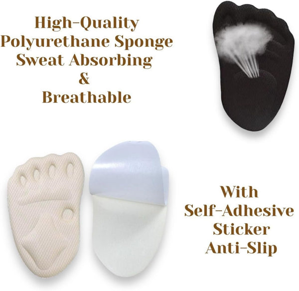 CB 4-Pairs Metatarsal Pads for Shoes, Ball-of-Foot Sponge Cushions Inserts for Foot Pain Relief, Style C-Nude & Black