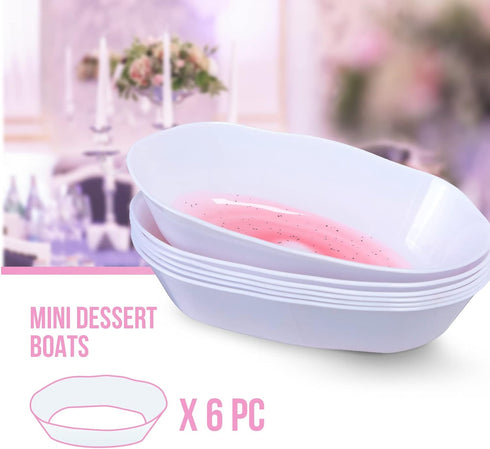 Silver Spoons MINI DESSERT BOWLS, Oval Dessert Plates, Lava Collection, Pink Mist, 6 PC