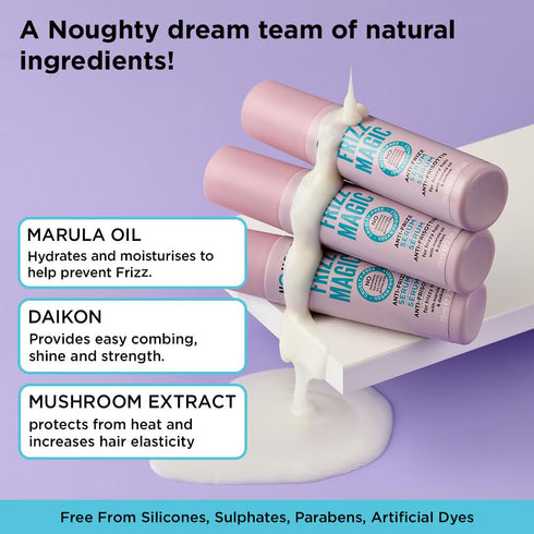 Noughty 97% Natural Frizz Magic Serum, 75ml - Anti Frizz, Smoothing and Styling Formula for Curly and Wavy Hair