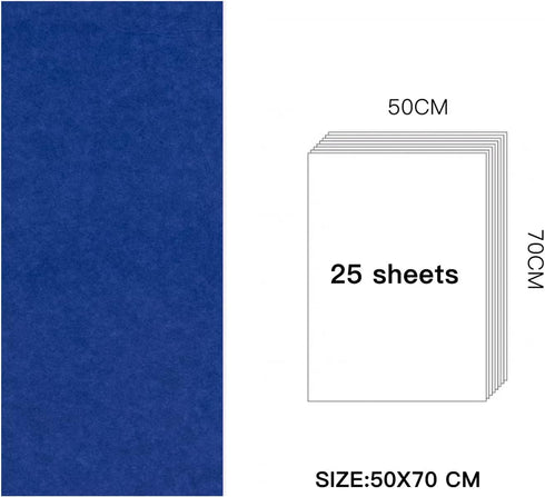 RUSPEPA Gift Wrapping Tissue Paper - Navy Blue Tissue Paper for Gift Wrap, Art Crafts, DIY, Pack Bags, Birthday, Wedding and More - 19.5 x 27.5 inches - 25 Sheets