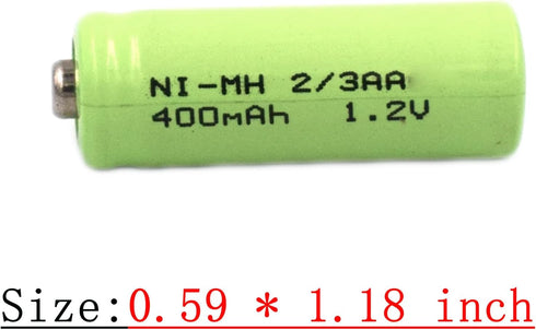 12 Pack 1.2V Ni-MH 2/3AA Rechargeable Battery 400mAh with Button Top for Solar Lights, E-Toothbrush