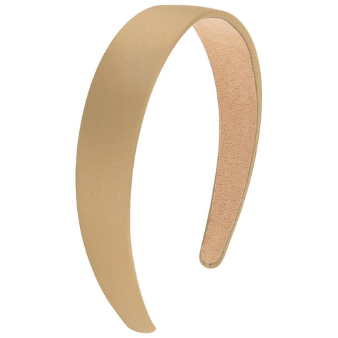 Wecoe Khaki 1.2 Inch Wide Silk Satin Headband, Non-Slip Fashion Solid Hair Band for Women and Girls