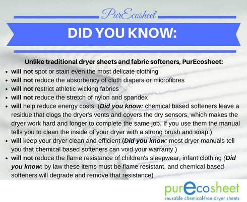 Purecosheet Reusable Dryer Sheets, Chemical Free & Vegan, Safe for Infants, 2 Count, 500+ Loads