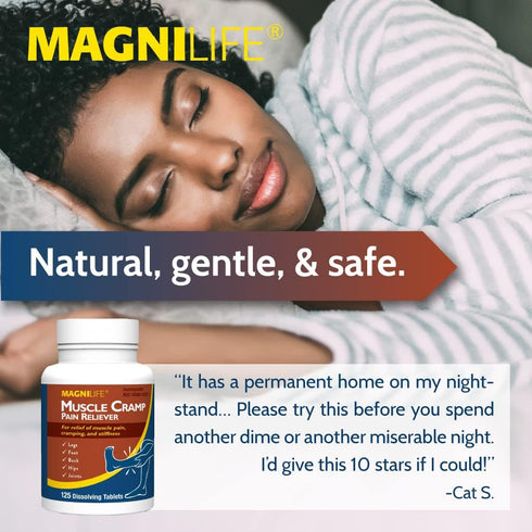 MagniLife Muscle Cramp Pain Reliever, All-Natural Acting Relief for Legs, Back, Feet, Hips, and Joints - 125 Tablets