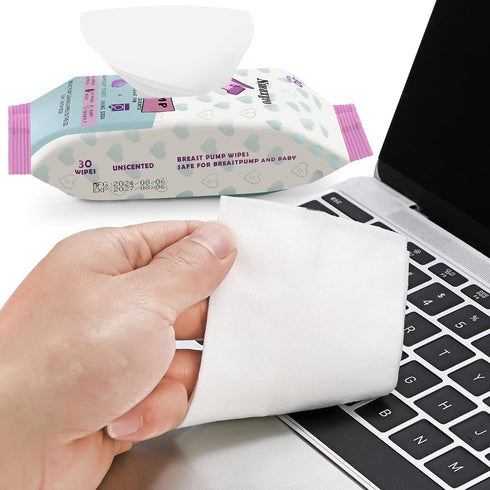 Nmuxyro 3 Packs Breast Pump Wipes, Natural Pump Parts Cleaning On The Go, Resealable Manual Pacifier Wipe Quick Clean