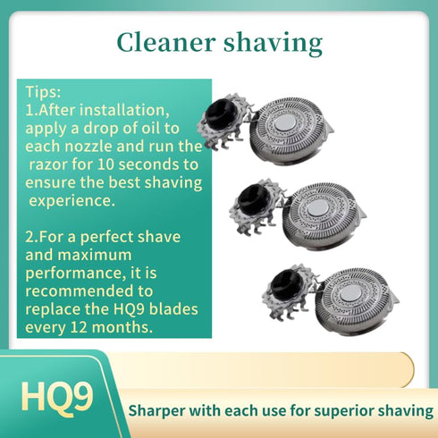 HQ9 Replacement Shaver Head Razor Blades, Upgraded Precision Men's Electric Shaver Replacement Blade (3 Pack)