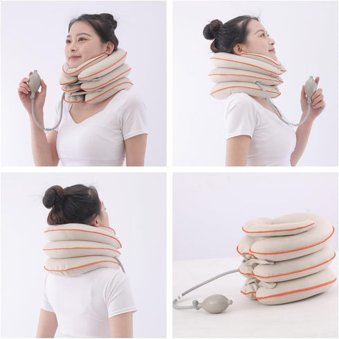 KUMUROETA Neck Stretcher with Neck Brace,Adjustable Cervical Traction Device,Inflatable Cervical Traction Device