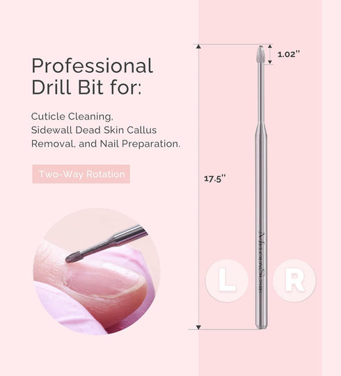 MelodySusie Cuticle Clean Nail Drill Bit, Professional Safety Carbide Under Nail Cleaner for Manicure Nail Salon