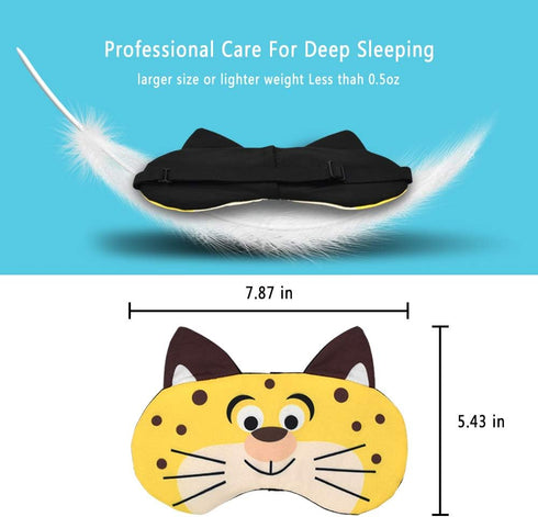 HYCLES Sleep Mask for Kids - Cute Cartoon Animal Eye Cover, 3 Pcs Blindfold for Travel, Game, Nap, Night Sleeping