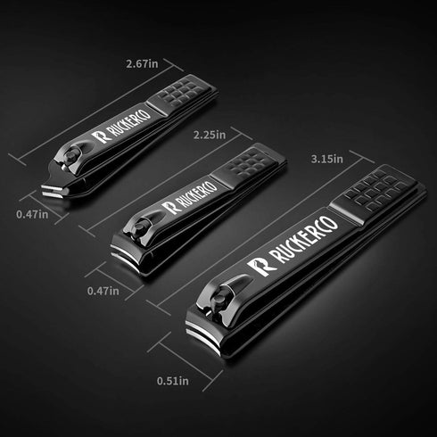 Nail Clippers Set, Matte Stainless Steel 3 pcs Fingernail Clippers & Slant Edge Toenail Clipper Cutter