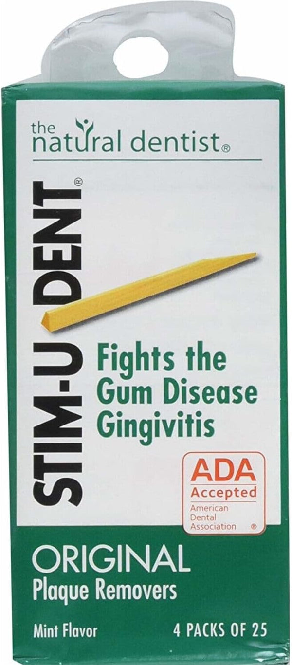 Stim-U-Dent Plaque Removers, 3 Packs of 4x25 Picks/Pack (300 Picks), Mint Flavor