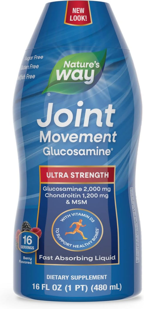 Nature's Way Joint Movement Glucosamine Liquid | Ultra Strength, Supports Healthy Bones*, Berry Flavored, 16 Fl Oz