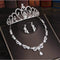 Sither Bridal Rhinestone Crown Necklace Earrings Set for Wedding Jewelry, Tiara Headband Accessories for Pageant