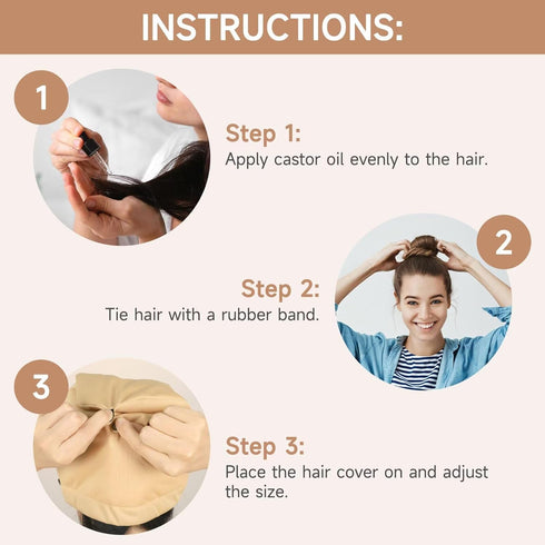 Pack Paw Legend Castor Oil Wrap Overnight Hair Wrap for Sleep Organic Cotton Reusable Hair Cap Cover, Light Grey