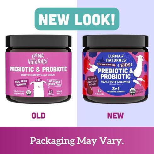 Gummies Gummy 60 Llama Naturals Kids Probiotic with Prebiotic Fiber, Vegan, Organic Prebiotics and Probiotics for Gut