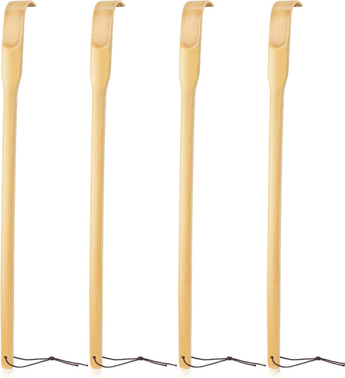 Renook Back Scratcher, Bamboo Wood Massager, 16.5" Long Self-Massager for Instant Relief from Itching, 4-Pack