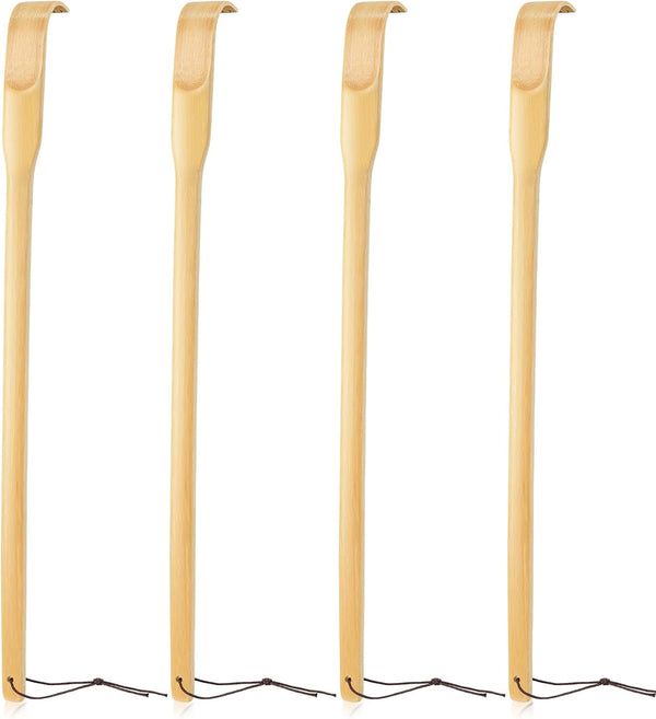 Renook Back Scratcher, Bamboo Wood Massager, 16.5" Long Self-Massager for Instant Relief from Itching, 4-Pack