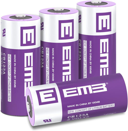 EEMB CR123A 3V Lithium Batteries 4 Pack 1700mAh with High Capacity for Flashlight, Toys, Alarm System