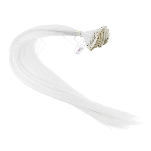 SWACC 12 Pcs Clip on Straight One Color Party Highlights Hair Extensions (White)