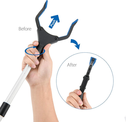 Reacher Grabber Tool, 32" Foldable Grabber Reacher, Rotating Jaw Mobility Aid, Trash Picker Upper Grabber for Elderly