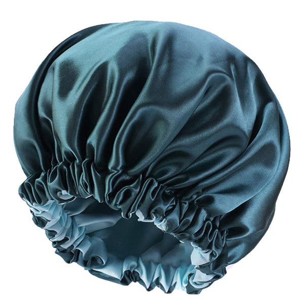 Satin Bonnet Hair Bonnet for Sleeping, Slouchy Beanie Hat for Women's Natural & Curly Hair (Blue Zircon)