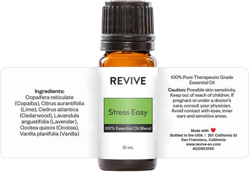 Stress Easy Essential Oil Blend by Revive Essential Oils, 100% Pure Therapeutic Grade for Diffuser and Aromatherapy