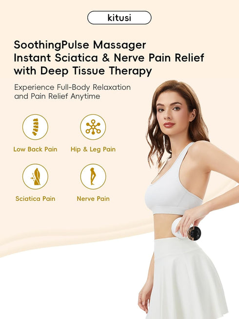Kitusi Sciatica Pain Relief Devices Deep Tissue Massager with Multi-Mode Technology, Heat & Light, Targeted Relief