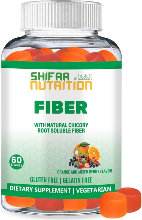 Halal & Gluten Free Fiber Gummies for Kids & Adults | 60 Gummies | 3g, 30-60 Servings | Vegan Prebiotic, Non-GMO