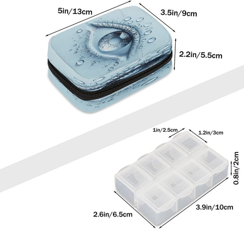Skerhhux 7 Abstract Art Eyes Pill Case Travel Pill Organizer Weekly Day Portable with Zipper Medicine Box Pill Case