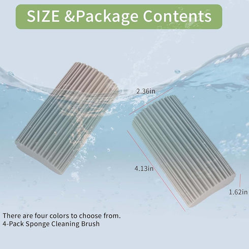 Zpallmeo 4 Pack,Magic Damp Clean Duster Sponge Sponges Eraser Baseboard Cleaner Tool,Reusable Household Cleaning Sponge
