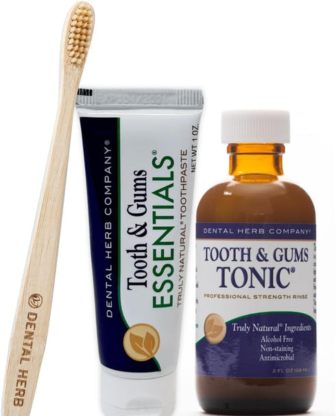Dental Herb Company Tonic Mouthwash and Essentials Toothpaste Travel Kit, 2 oz Mouthrinse - 1 oz Toothpaste