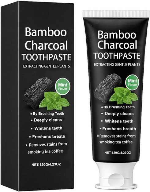 KSVNOTF Bamboo Charcoal Stain-Removing Toothpaste, 120g, Whitens Teeth, Easy to Use, for Daily