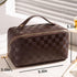 Large Capacity Checkered Makeup Bags, Portable Open-Flat Toiletry Waterproof Bag for Women with Divider and Handle