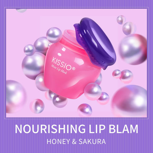 KISSIO Honey and Cherry Lip Mask Set, Repair Lips Day and Night, Hydrating Lip Balm, 2 pcs