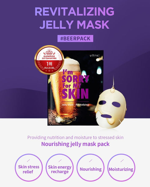 I'M SORRY FOR MY SKIN Jelly Face Mask - Hydrating Korean Skincare Set, Pack of 10 for Glow Beauty
