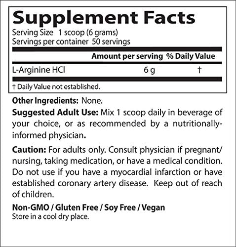 Doctor's Best L-arginine HCL Powder, Non-GMO, Vegan, Gluten Free, 300g for Muscle Growth