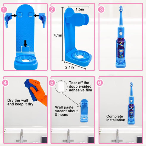 OJV 8620 Musical Electric Toothbrush for Kids, 3 Modes, 2 Min Timer, Rechargeable Sonic Toothbrush with Holder (Blue)