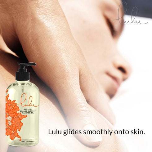 Lulu Orange Blossom Massage Oil with Jojoba and Essential Oils, 16 Ounce for Massaging