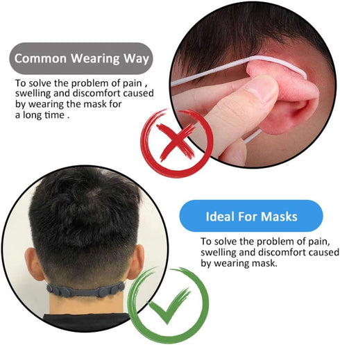 Mask Strap Extender - Anti-Tightening Mask Holder Hook, 8PCS Black