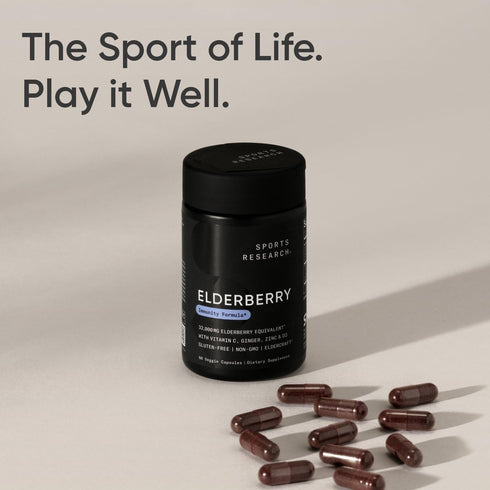 Sports Research Elderberry + D3 5000iu with Zinc, Ginger & Vitamin C - Daily Immune Support Supplement, 60 Veggie
